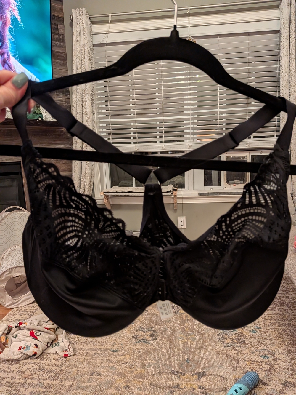 Women's Black Lace Underwire Bra Front Closure